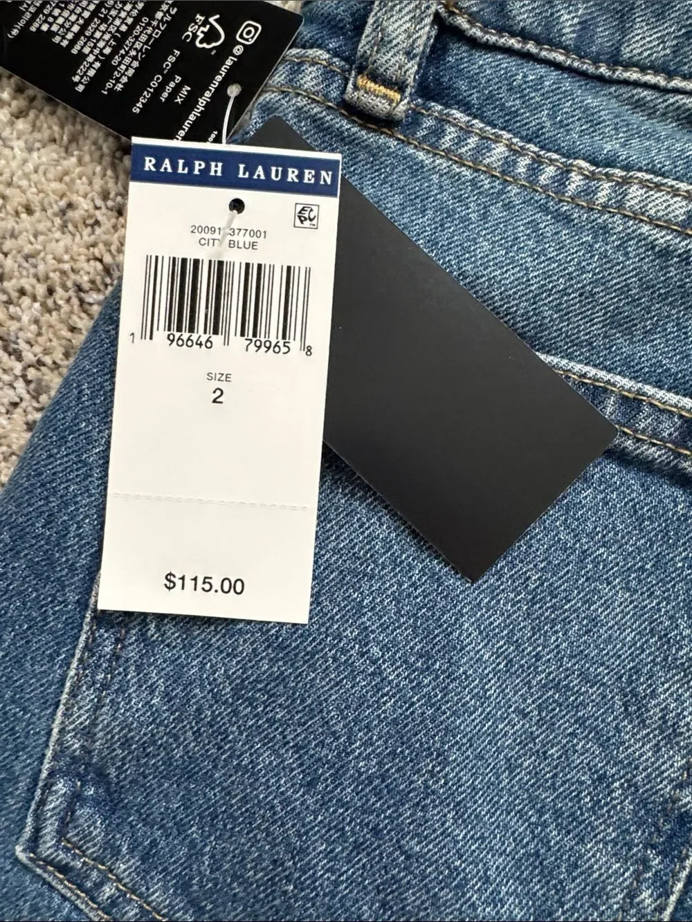 Ralph Lauren Women’s Blue High rise  Stretch  Jeans 26/2